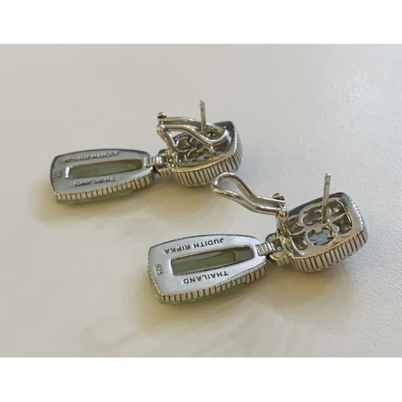 Rare Judith Ripka Green Amethyst & Jade 17 Grams 1.75” L - Picture 3 of 7